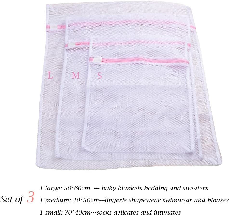 Laundry Clothes Washing Bag, Pack of 3 ? Mesh Zipper Bags for Delicate Clothing & Underwear

