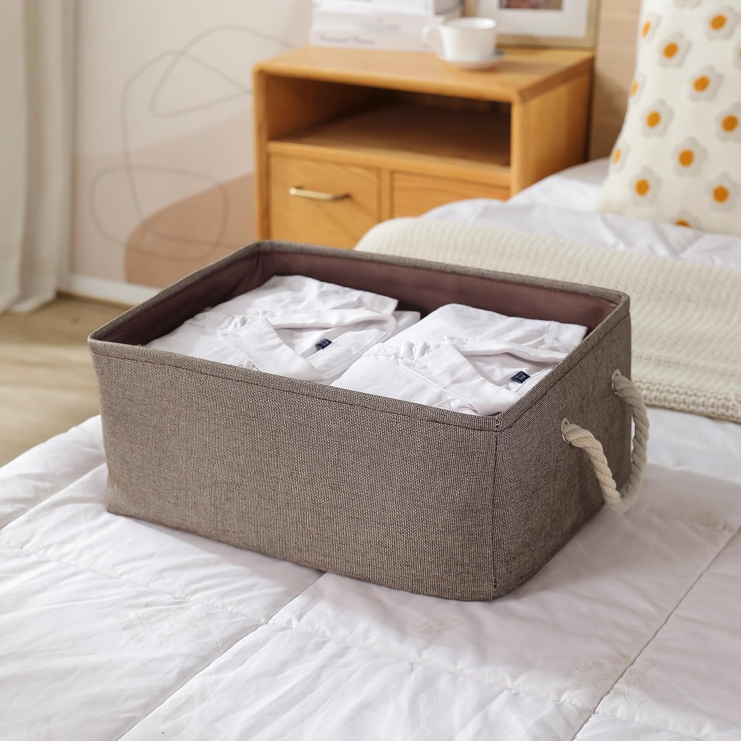 Eco-Friendly Cloth Storage Basket Bin Organizer ? Foldable Fabric Storage Box for Home & Office

