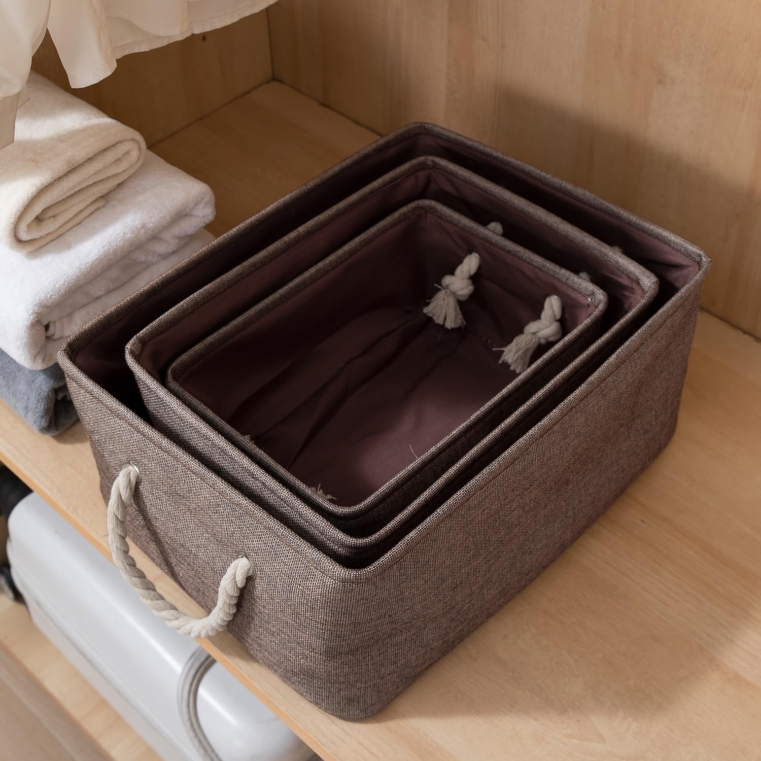 Eco-Friendly Cloth Storage Basket Bin Organizer ? Foldable Fabric Storage Box for Home & Office

