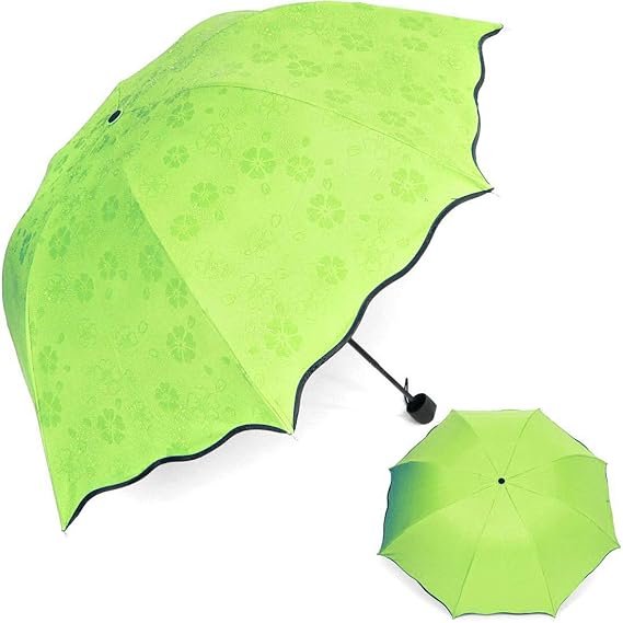 Magic Umbrella (Green) ? Color Changing Folding Umbrella with UV & Rain Protection

