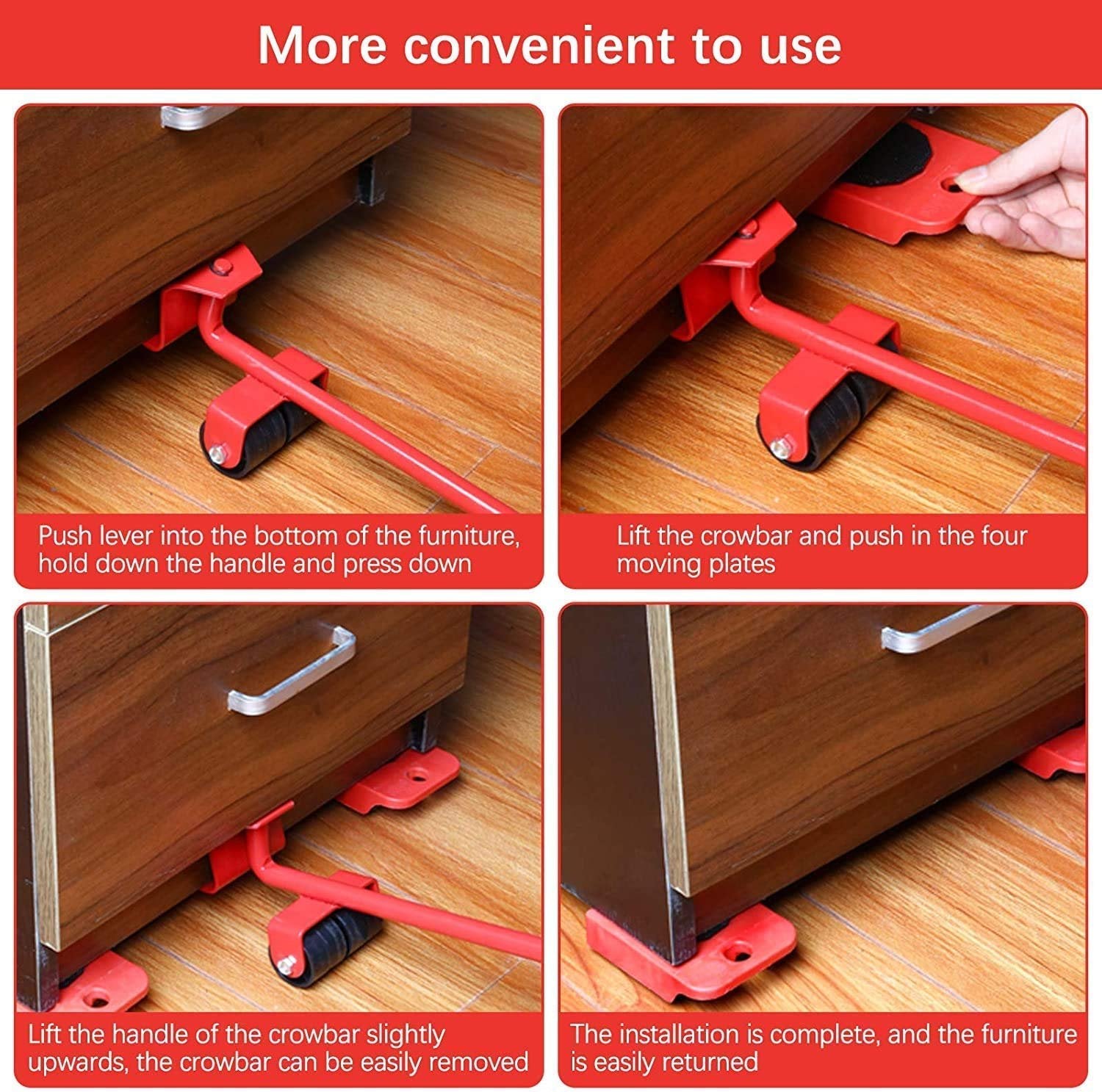 Furniture Shifting Tool (Full Size) ? Heavy-Duty Mover Roller Set for Lifting & Moving Furniture Easily

