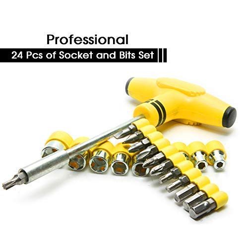 24 Pcs T-Shape Screwdriver Tool Set ? Multi-Bit Repair Tool Kit for Home, Bike, and Electronics
