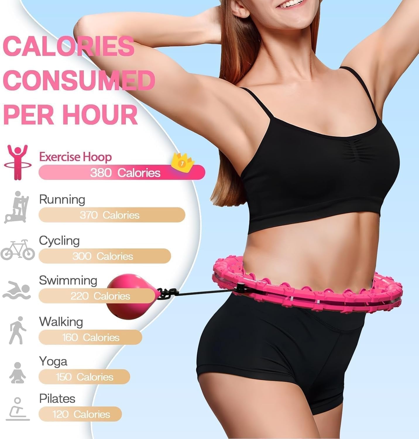 Hula Hoop Exercise  Weighted Fitness Hoop for Core, Waist, and Full Body Workout