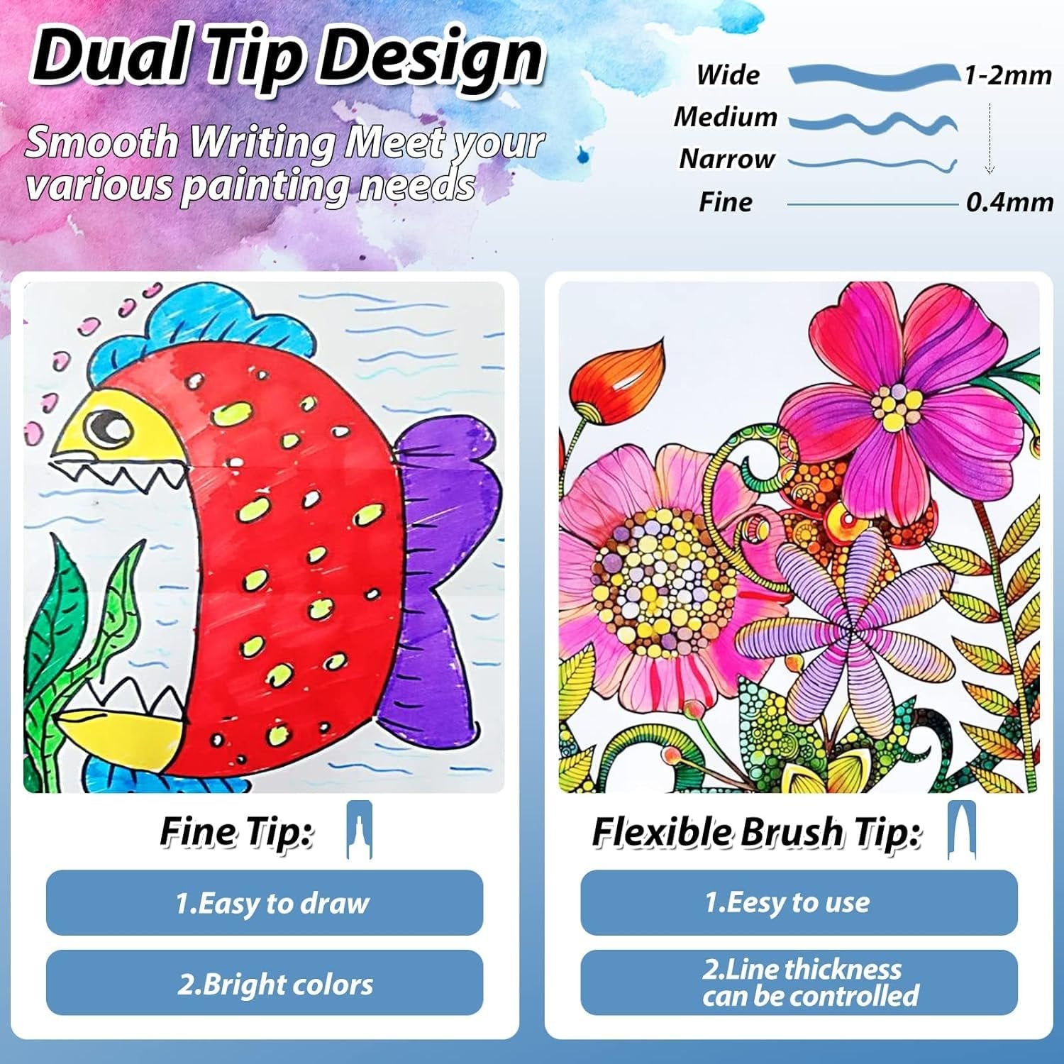 12 PCS Water Colour Brush Pen ? Set of Vibrant, Easy-to-Use Brush Pens for Artists and Crafters


