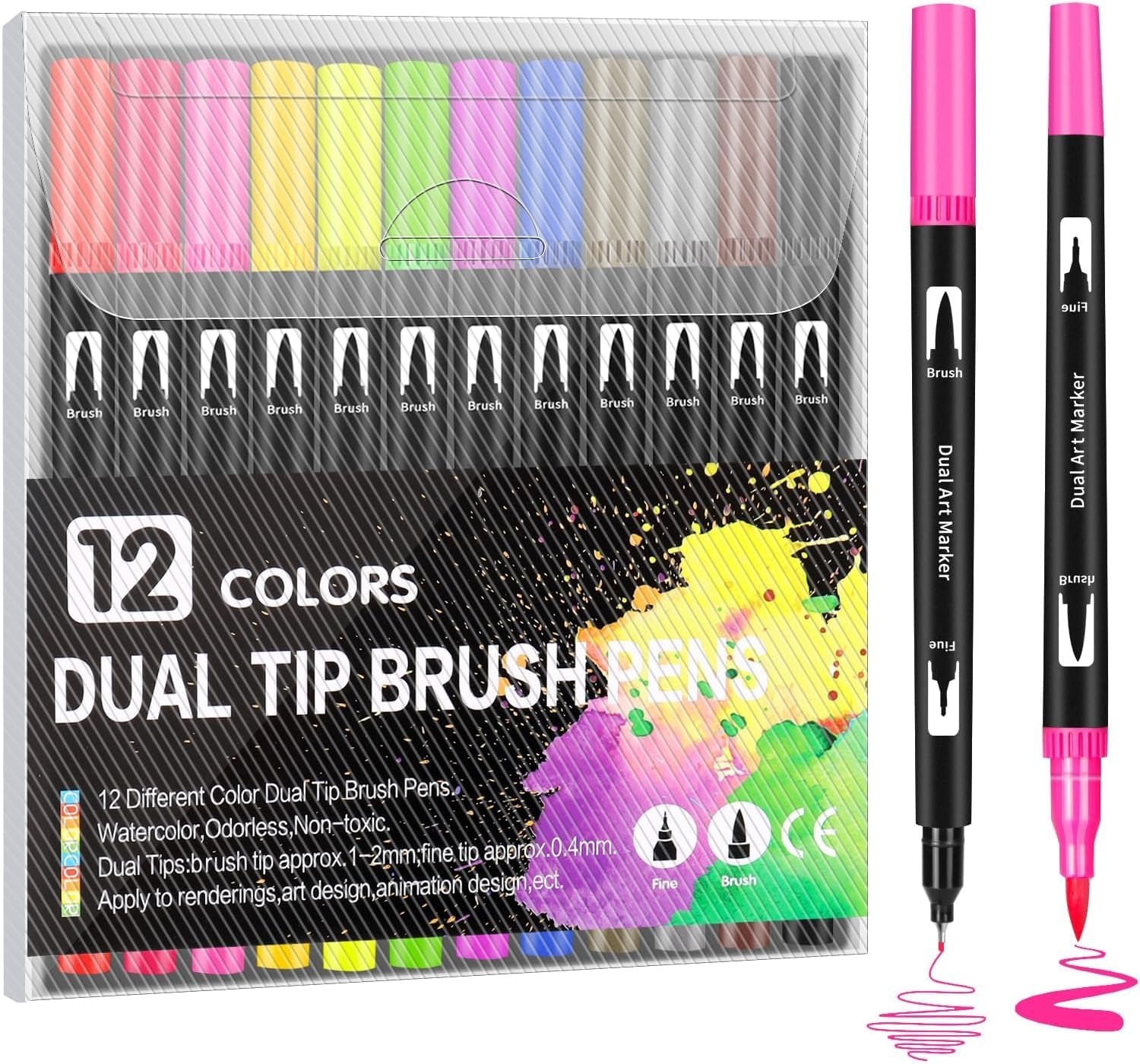 12 PCS Water Colour Brush Pen ? Set of Vibrant, Easy-to-Use Brush Pens for Artists and Crafters

