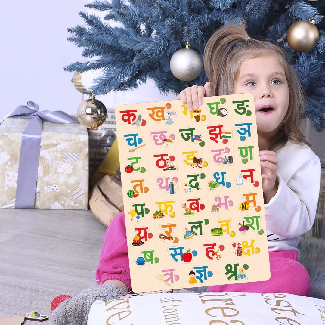 Hindi Varnmala Wooden Puzzle ? Educational Puzzle for Kids, Learn the Hindi Alphabet with Fun and Play

