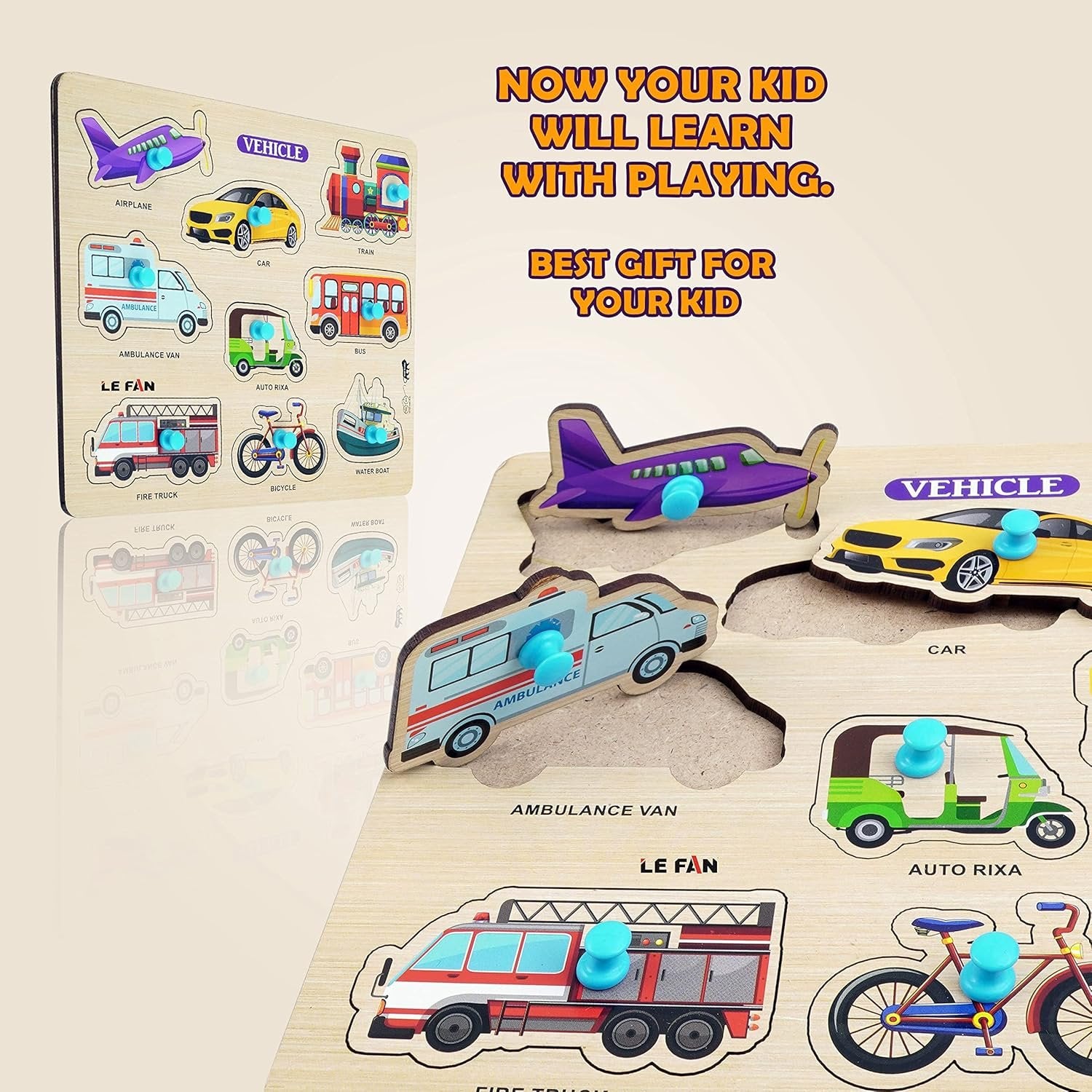 Vehicle Wooden Puzzle ? Educational Wooden Puzzle for Kids, Learn About Different Vehicles in Fun Ways

