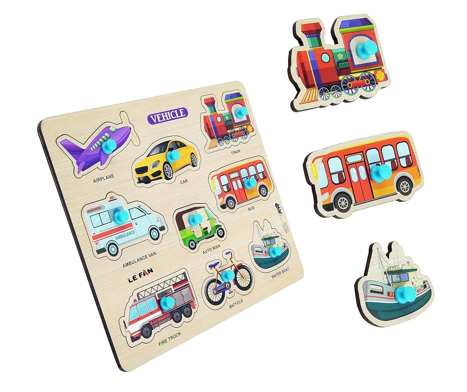 Vehicle Wooden Puzzle ? Educational Wooden Puzzle for Kids, Learn About Different Vehicles in Fun Ways

