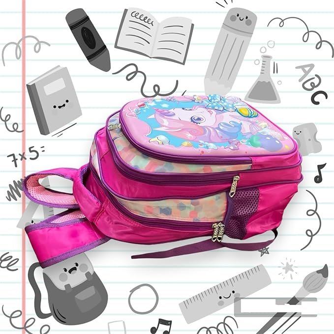 Kids 3D 2 Layer Backpack School Bag with Pouch ? Spacious and Fun Backpack with 3D Designs, Ideal for School and Travel

