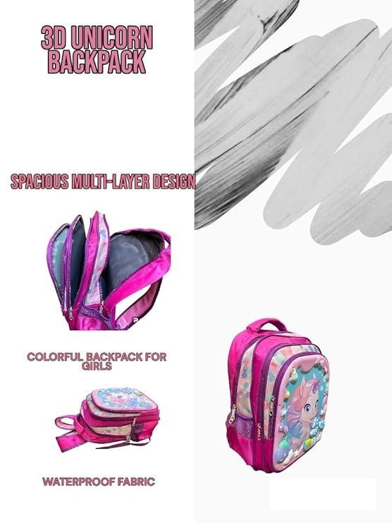 Kids 3D 2 Layer Backpack School Bag with Pouch ? Spacious and Fun Backpack with 3D Designs, Ideal for School and Travel

