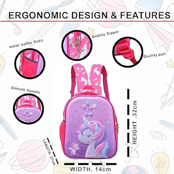 Kids 3D 2 Layer Backpack School Bag with Pouch ? Spacious and Fun Backpack with 3D Designs, Ideal for School and Travel

