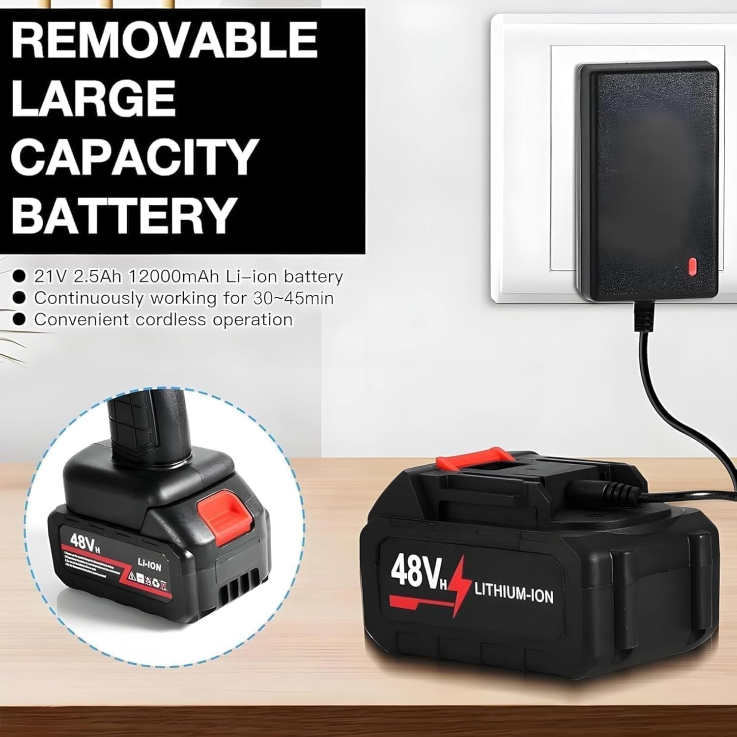 Wireless Pressure Washer Gun 48V – Cordless Power Washer with Rechargeable Battery, High-Pressure Portable Water Cleaner for Car, Patio, Garden, Home Outdoor Cleaning