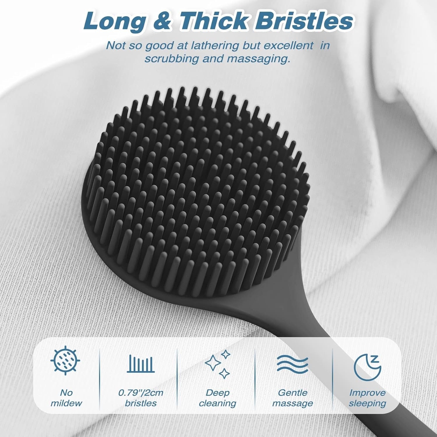 Silicone Body Bath Brush for Shower – Soft Bristles Exfoliating Scrubber for Body & Back – Hygienic, Durable, Quick-Dry – Gentle Skin Cleansing Tool for Men, Women & Kids
