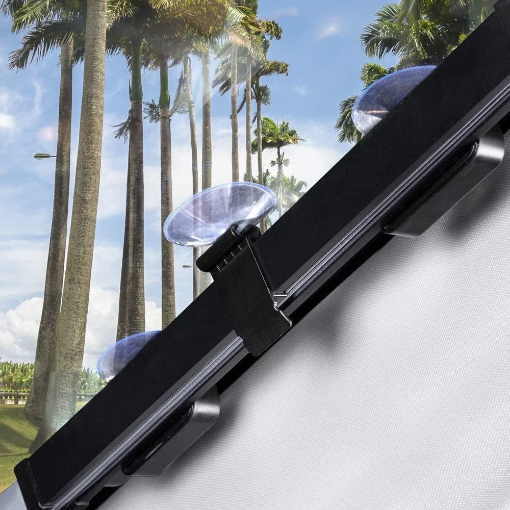 Retractable Car Sunshade for Windshield | UV Protection Roll-Up Sun Visor | Heat Resistant Front Window Shade | Universal Fit for Sedan, SUV & Truck | Easy Installation with Suction Cups