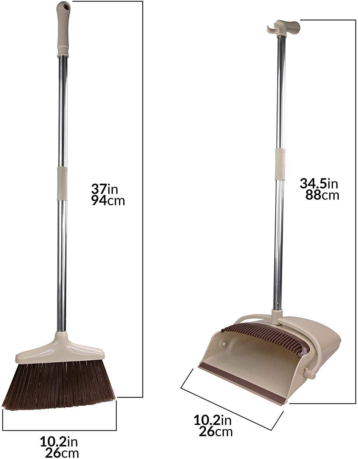 Mop with Broom Holder & Dustpan ? 3-in-1 Cleaning Set with Upright Stand, Clip-On Holder & Self-Cleaning Pan, Space-Saving Organizer for Home, Kitchen & Bathroom