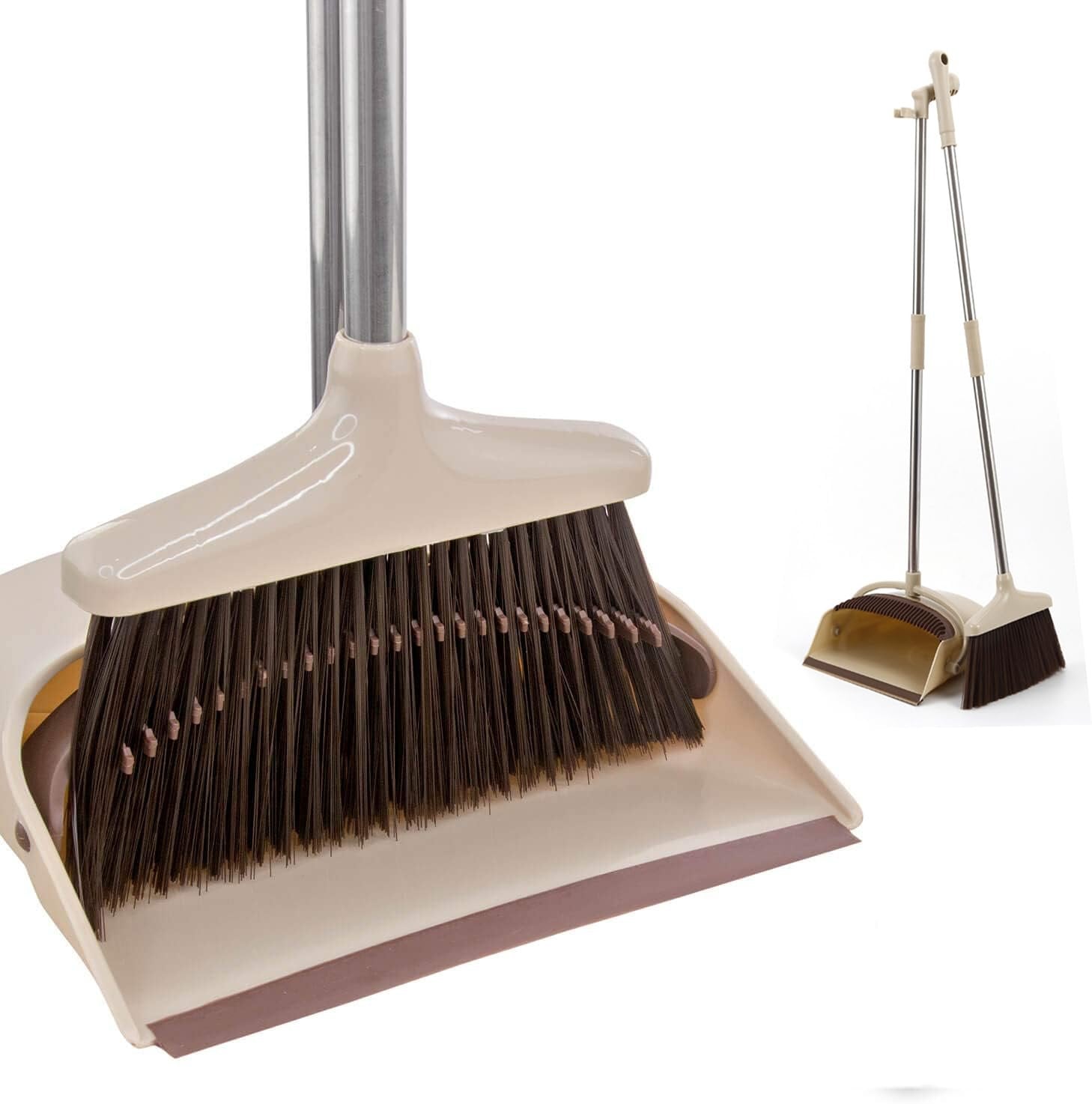 Mop with Broom Holder & Dustpan ? 3-in-1 Cleaning Set with Upright Stand, Clip-On Holder & Self-Cleaning Pan, Space-Saving Organizer for Home, Kitchen & Bathroom