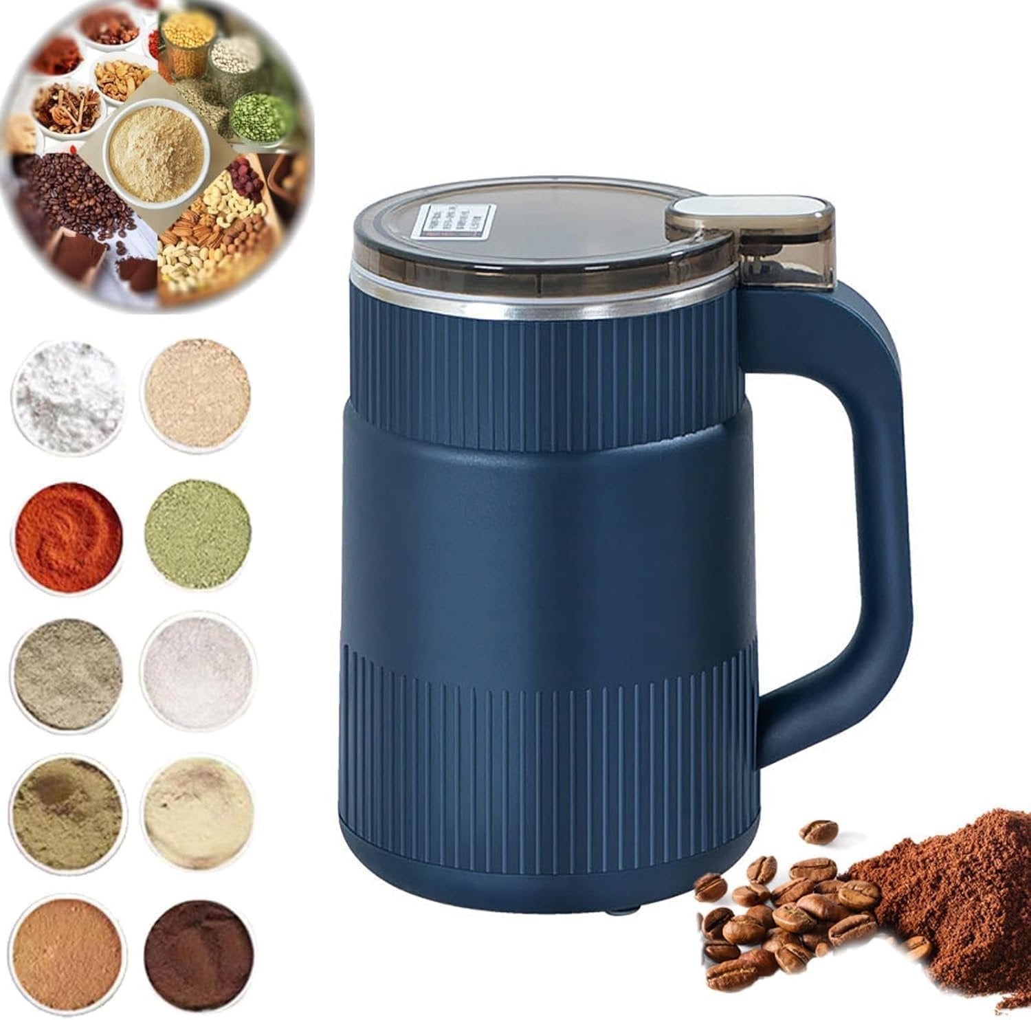 New Handle Electric Coffee Grinder ? 300W Portable Bean Grinder with Stainless Steel Blades & Safety Lid, One-Touch Operation for Coffee, Spices, Nuts & Herbs