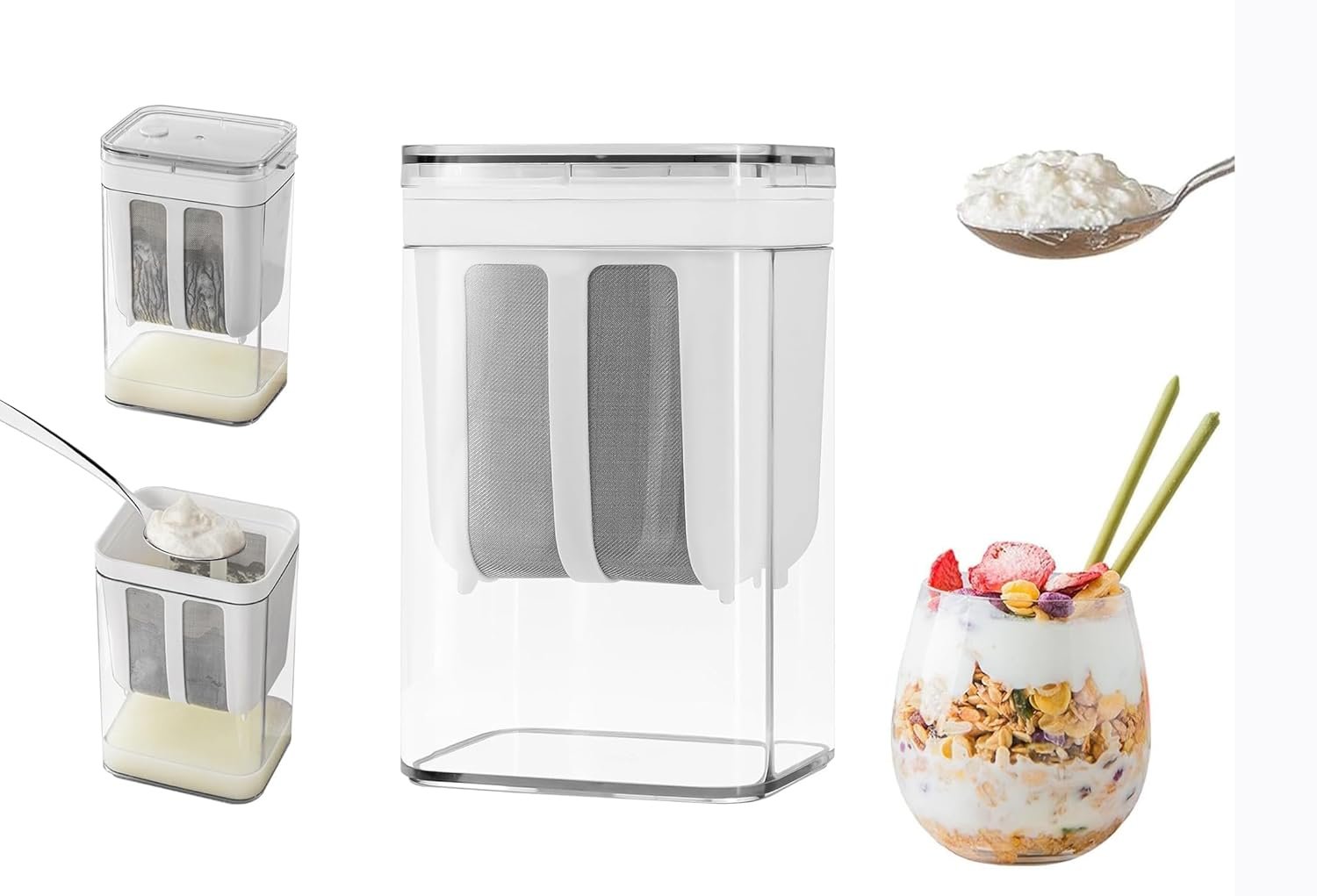 Yogurt Strainer 1400 ML ? Black Greek Yogurt Maker with Fine Mesh Filter, BPA-Free Container for Homemade Thick Yogurt, Cheese & Labneh