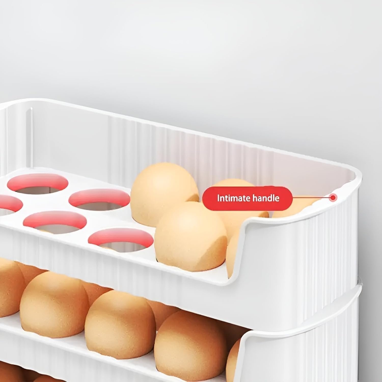 3 Layer Egg Tray ? Stackable Plastic Egg Storage Rack for Refrigerator, Holds Up to 60 Eggs, Space-Saving Organizer with Lid for Kitchen &amp; Fridge
