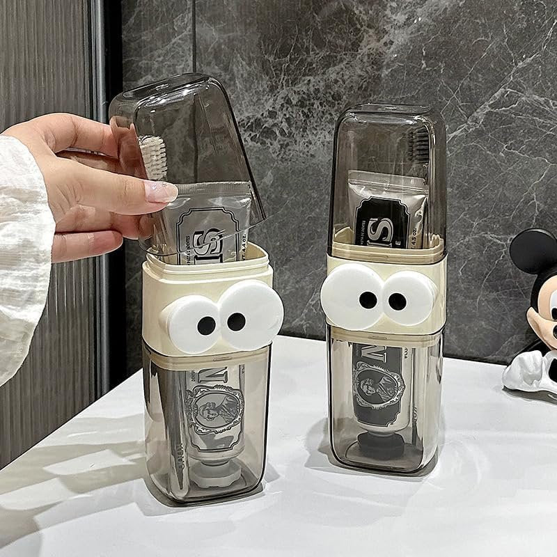 Toothbrush Holder ? Wall Mounted Bathroom Organizer with Automatic Toothpaste Dispenser, Dustproof Cover & No-Drill Installation, for Family Use