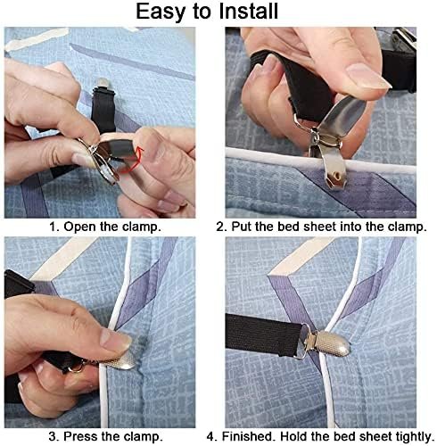 4 Pcs Triangle Bed Sheet Fixer ? Elastic Mattress Corner Clips with Strong Grip, Bed Sheet Holders for All Sizes, No-Slip Bed Sheet Fasteners for Home & Hotel Use