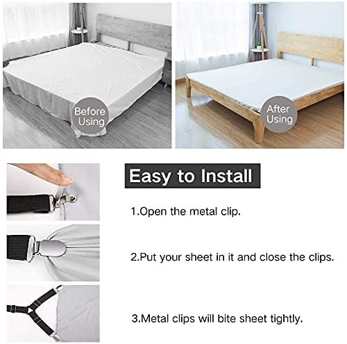 4 Pcs Triangle Bed Sheet Fixer ? Elastic Mattress Corner Clips with Strong Grip, Bed Sheet Holders for All Sizes, No-Slip Bed Sheet Fasteners for Home & Hotel Use