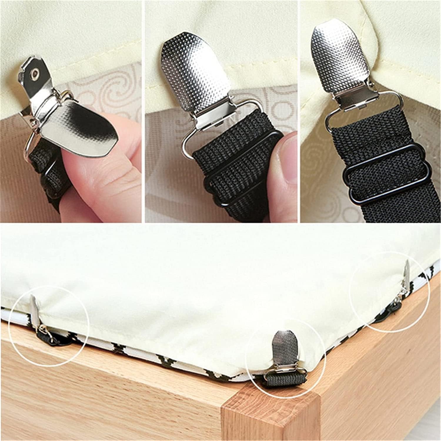 4 Pcs Triangle Bed Sheet Fixer ? Elastic Mattress Corner Clips with Strong Grip, Bed Sheet Holders for All Sizes, No-Slip Bed Sheet Fasteners for Home & Hotel Use