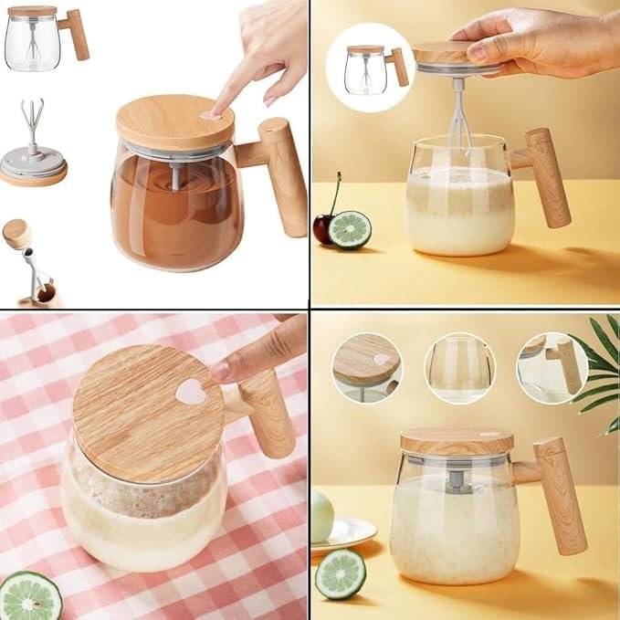 Self Stirring Coffee Mug ? Automatic Mixing Travel Mug with Lid, Stainless Steel Insulated Cup for Coffee, Tea, Protein Shakes & Hot Beverages