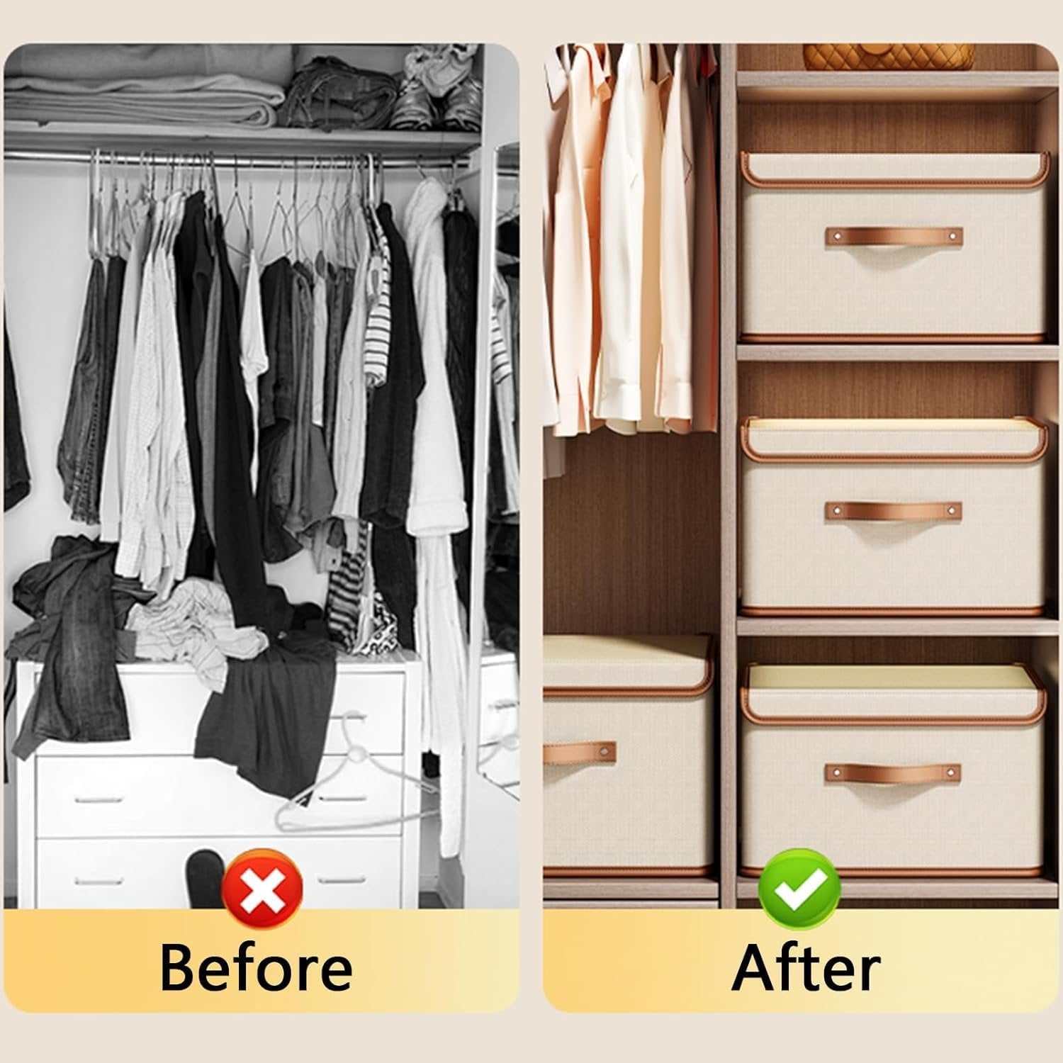 Storage Box with Lid ? Foldable Storage Organizer Bin with Handle, Durable Fabric Basket for Clothes, Toys, Office & Home Essentials