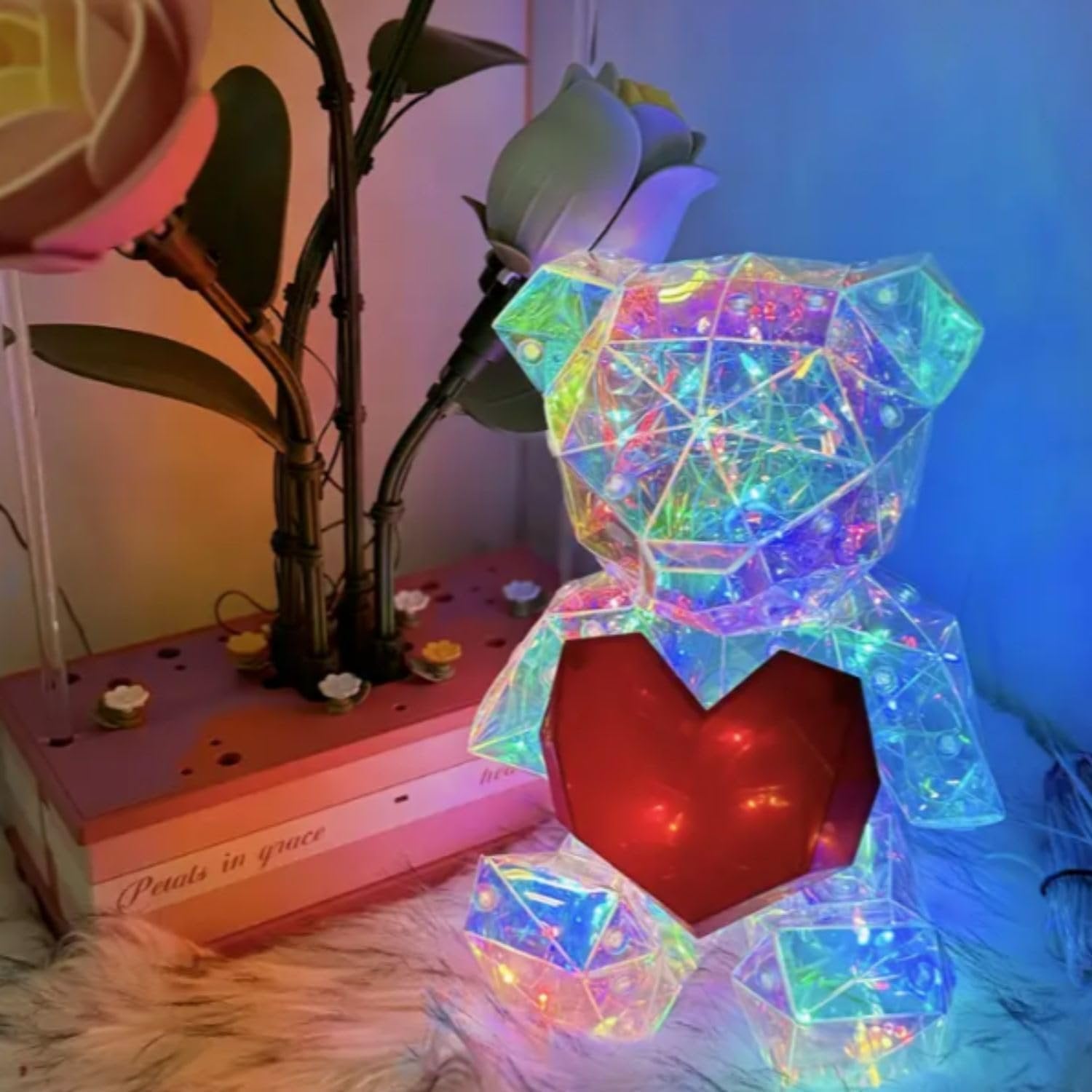 Glowing Teddy Bear Night Light ? Soft Plush LED Stuffed Animal Toy with Color-Changing Lights, Cute Bedtime Companion for Kids & Babies, Battery Operated