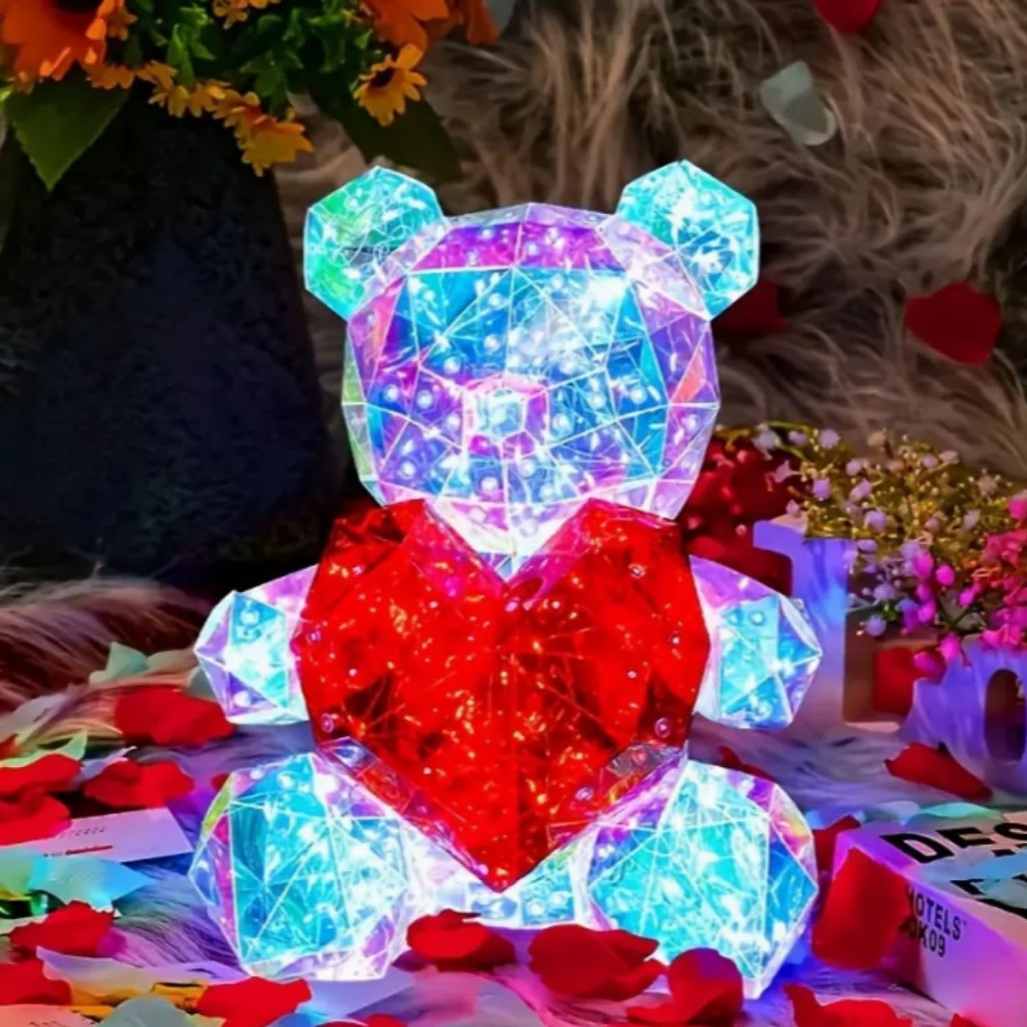 Glowing Teddy Bear Night Light ? Soft Plush LED Stuffed Animal Toy with Color-Changing Lights, Cute Bedtime Companion for Kids & Babies, Battery Operated