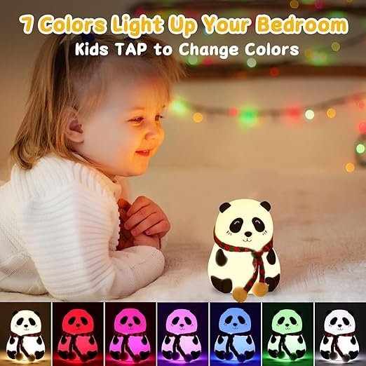 Silicone Panda Lamp ? Soft Touch LED Night Light for Kids, USB Rechargeable, Tap Control with Color Changing Modes, Cute Animal Lamp for Bedroom & Nursery