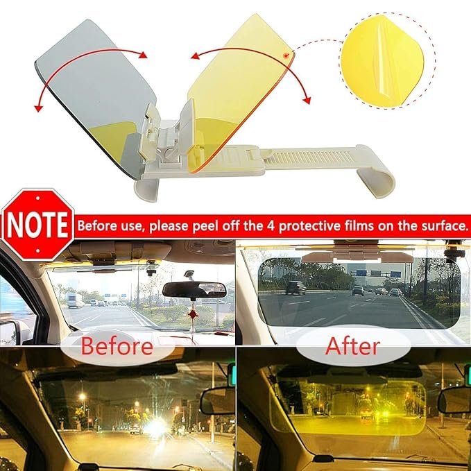 Car HD Visor ? Day & Night Anti-Glare Driving Visor, Sunshade Extender with UV Protection, Universal Fit Windshield Sun Visor for Clear Road Visibility