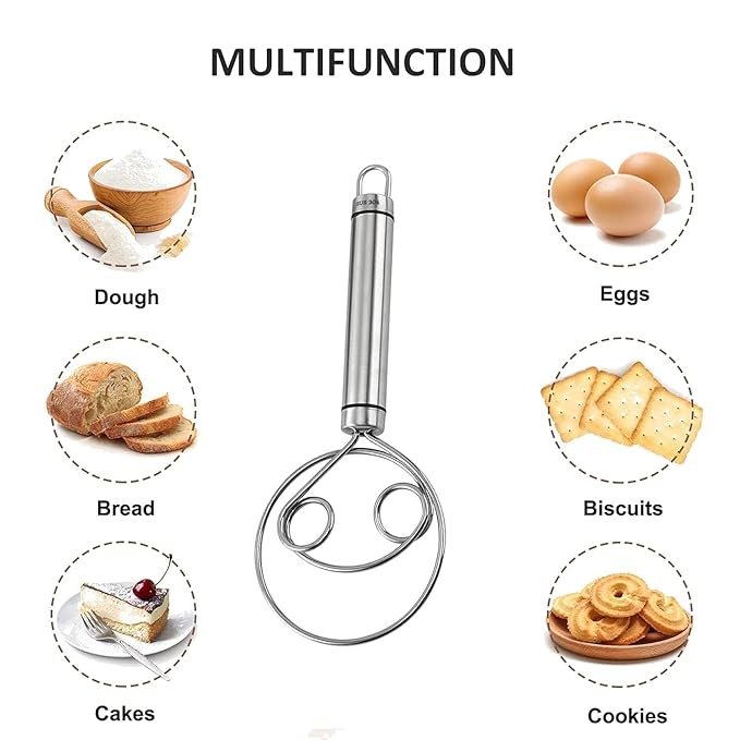 Bread Mixing Tool ? Stainless Steel Dough Blender with Non-Slip Handle for Pastry, Bread, Baking & Cake Making | Heavy-Duty Cutter & Mixer for Home Bakers