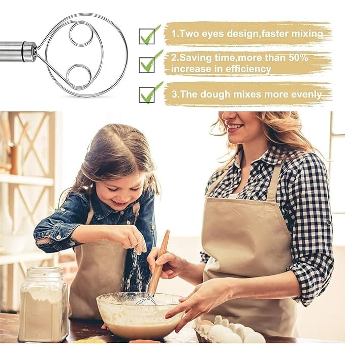 Bread Mixing Tool ? Stainless Steel Dough Blender with Non-Slip Handle for Pastry, Bread, Baking & Cake Making | Heavy-Duty Cutter & Mixer for Home Bakers