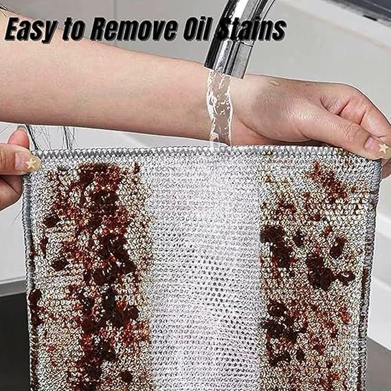 Wire Dish Washing Cloth ? Heavy-Duty Stainless Steel Scrubber Pad for Tough Stains & Grease Removal | Reusable Mesh Cleaning Cloth for Utensils, Pots & Pans