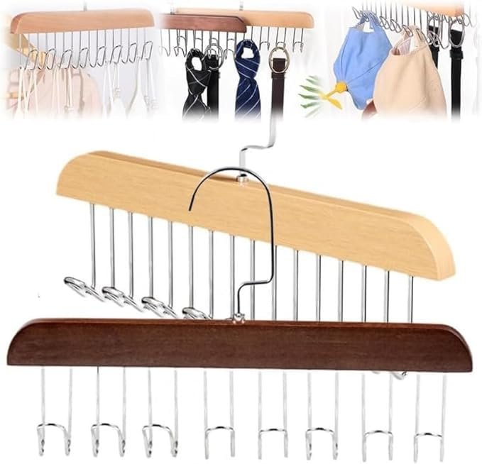 8 Hook Wooden Hanger ? Wall Mounted Multi-Purpose Coat Rack | Space-Saving Wooden Hook Rail for Clothes, Hats, Towels & Bags ? Home & Office Organizer