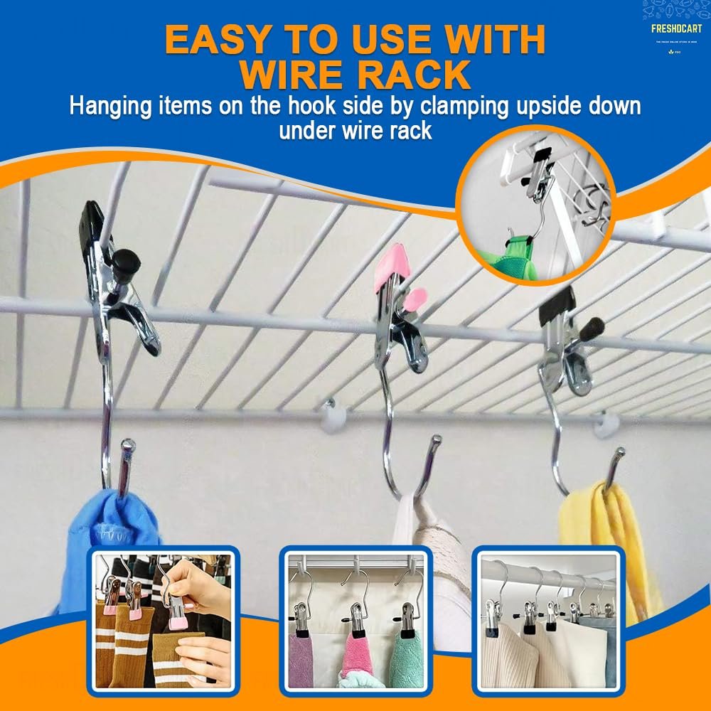 Cloth Clip Hanger ? Multi-Clip Drying Hanger with 12/24 Clips | Foldable Hanging Rack for Socks, Underwear, Baby Clothes & Delicates | Space-Saving Laundry Organizer