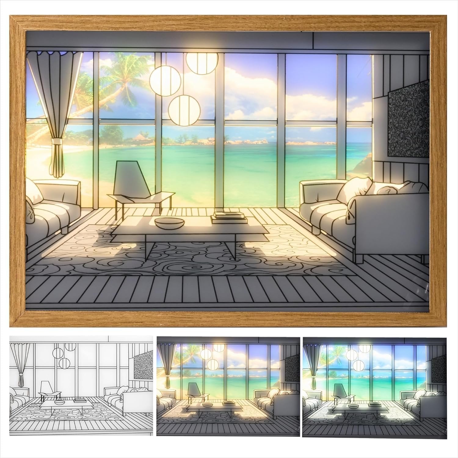 3D LED Painting Photo Frame ? Decorative Night Light Wall Art with Backlit Illumination | USB Powered, Home D?cor for Bedroom, Living Room & Gifting (Wall & Table Mount)