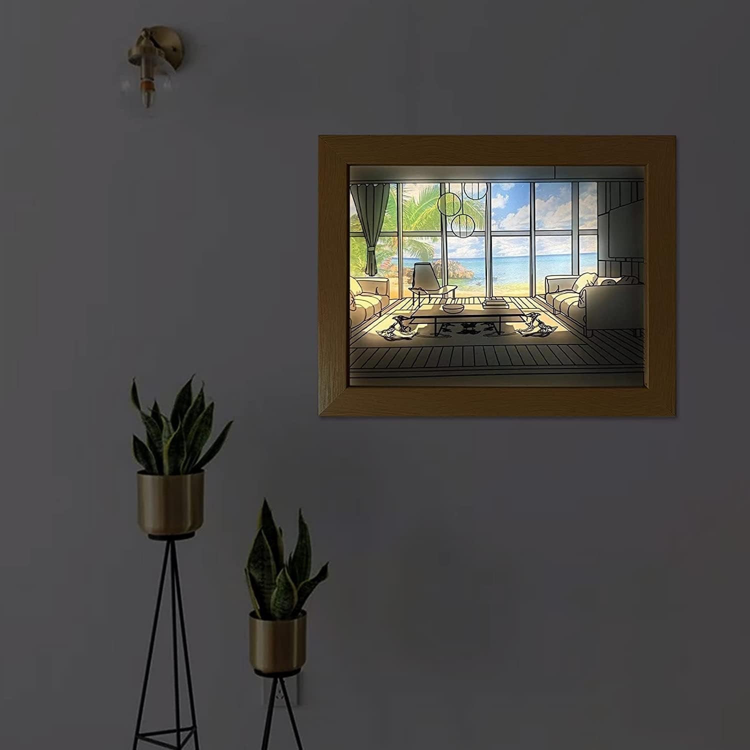 3D LED Painting Photo Frame ? Decorative Night Light Wall Art with Backlit Illumination | USB Powered, Home D?cor for Bedroom, Living Room & Gifting (Wall & Table Mount)