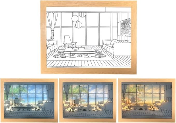 3D LED Painting Photo Frame ? Decorative Night Light Wall Art with Backlit Illumination | USB Powered, Home D?cor for Bedroom, Living Room & Gifting (Wall & Table Mount)