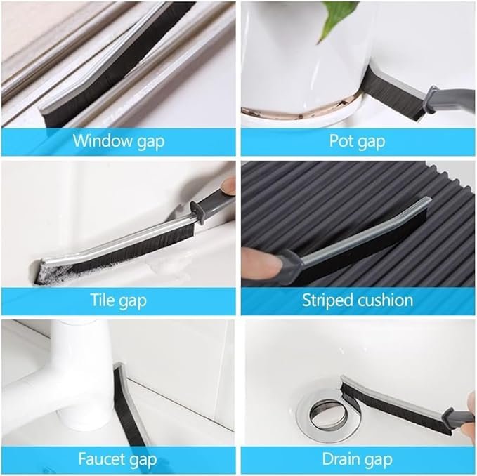 Gap Cleaning Brush ? Narrow Crevice Cleaning Tool for Kitchen, Window Tracks & Bathroom | Dual-Head Design with Scraper & Bristles, Deep Clean Corners Easily
