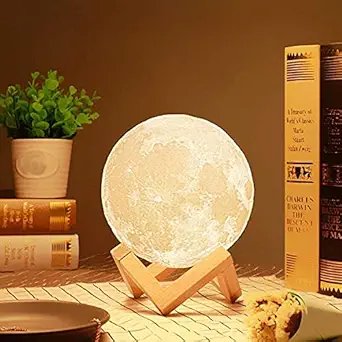 3D Moon Lamp with Stand ? 16 Color Changing LED Moonlight Lamp with Remote & Touch Control | Rechargeable Night Light for Bedroom, Kids, Home & Gifts