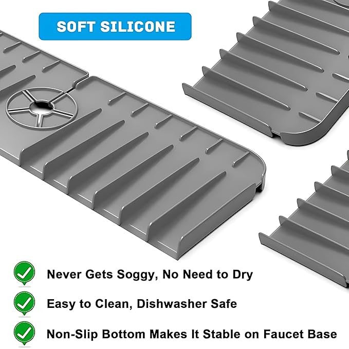 Silicone Sink Drainer Pad ? Heat?Resistant Non-Slip Dish Drying & Protection Mat | Universal Kitchen Sink Protector for Dishes, Utensils & Countertops