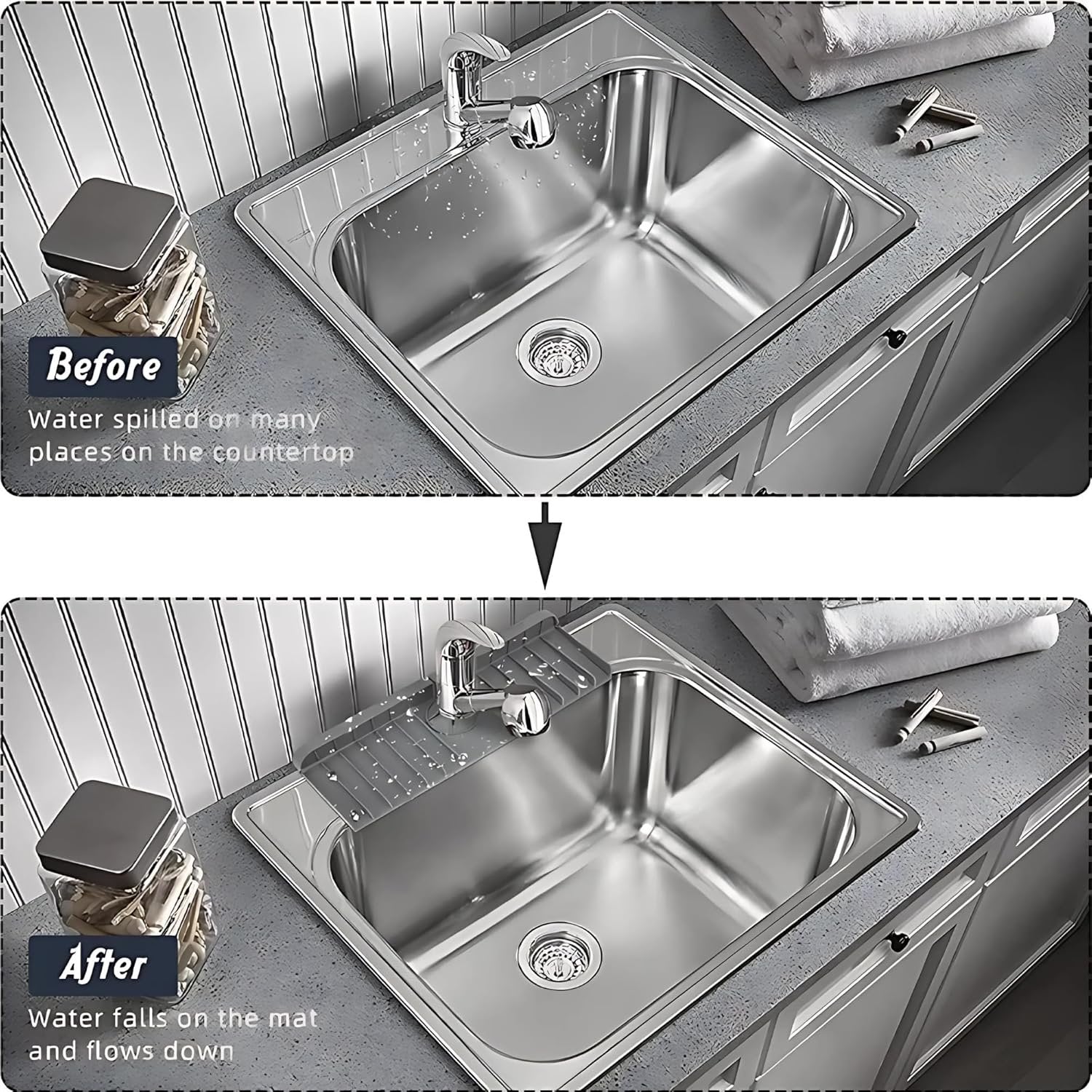 Silicone Sink Drainer Pad ? Heat?Resistant Non-Slip Dish Drying & Protection Mat | Universal Kitchen Sink Protector for Dishes, Utensils & Countertops