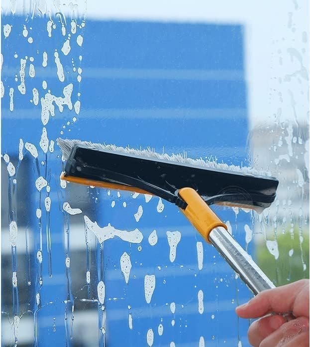 2?in?1 Tiles Cleaning Brush ? Dual?Sided Scrub & Squeegee Tool for Bathroom, Kitchen, Shower & Grout | Ergonomic Handle with Replaceable Heads