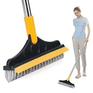 2?in?1 Tiles Cleaning Brush ? Dual?Sided Scrub & Squeegee Tool for Bathroom, Kitchen, Shower & Grout | Ergonomic Handle with Replaceable Heads