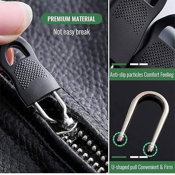 Detachable Zipper Puller ? Universal Zip Replacement Tab for Jackets, Bags, Luggage & Clothing | Easy DIY Zipper Repair Kit (Set of 6)