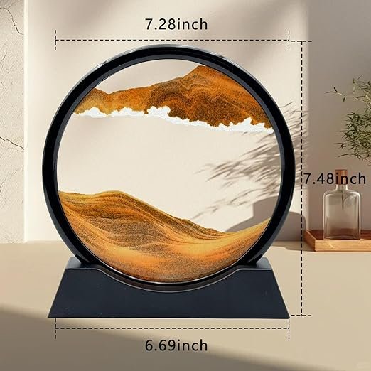 Moving Sand Art Picture Frame ? Dynamic Flowing Sandscapes in Blue & Yellow for Home, Office & Desk D?cor | Relaxing Visual Art Gift