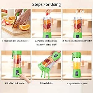6 Blade Portable USB Juicer Blender ? Rechargeable Smoothie Maker for Shakes & Juices | BPA-Free, Leak-Proof, Travel Friendly